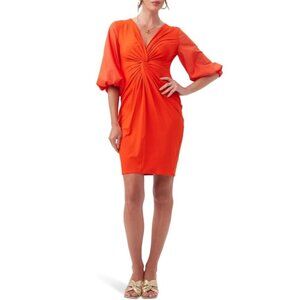 Trina Turk 'Palm Coast' Twist-Front Stretch-Jersey Mini Dress, Reef Red